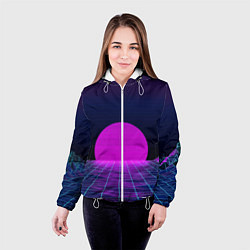 Куртка с капюшоном женская Закат розового солнца Vaporwave Психоделика, цвет: 3D-белый — фото 2