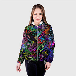 Куртка с капюшоном женская Абстрактный узор Vanguard Fashion Неон, цвет: 3D-белый — фото 2
