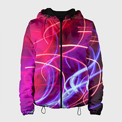 Куртка с капюшоном женская Неоновые огни Абстракция, цвет: 3D-черный
