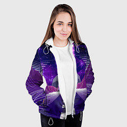 Куртка с капюшоном женская Vaporwave Neon Space, цвет: 3D-белый — фото 2