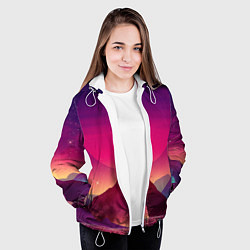 Куртка с капюшоном женская Горы Космос Neon Психоделика, цвет: 3D-белый — фото 2
