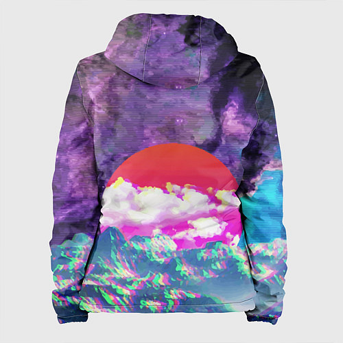Женская куртка Закат красного солнца Импрессионизм Горы Neon / 3D-Белый – фото 2