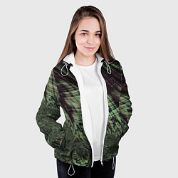 Куртка с капюшоном женская Камуфляжный змеиный фрактал, цвет: 3D-белый — фото 2