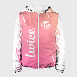 Куртка с капюшоном женская Twice - название и лого группы под Градиент, цвет: 3D-белый