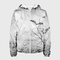 Куртка с капюшоном женская Ночь Луна Летучая мышь, цвет: 3D-белый