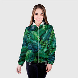 Куртка с капюшоном женская Green plants pattern, цвет: 3D-белый — фото 2