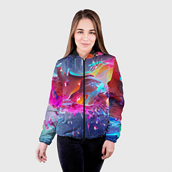 Куртка с капюшоном женская Neon splashes, цвет: 3D-черный — фото 2