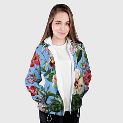 Куртка с капюшоном женская Цветы Сине-Цветочный Букет, цвет: 3D-белый — фото 2