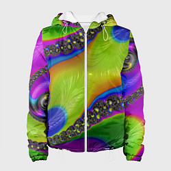 Куртка с капюшоном женская Кислотный фрактал Абстракция, цвет: 3D-белый