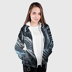 Куртка с капюшоном женская Фрактальный абстрактный паттерн Броня Fractal Abst, цвет: 3D-белый — фото 2