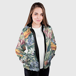 Куртка с капюшоном женская Цветы Лилии и Агапантус, цвет: 3D-черный — фото 2