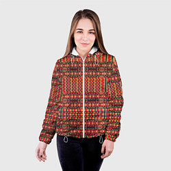 Куртка с капюшоном женская Ретро узор геометрия, цвет: 3D-белый — фото 2