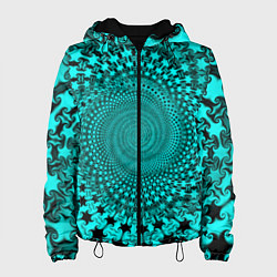 Куртка с капюшоном женская NEON FRACTAL PATTERN, цвет: 3D-черный
