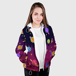 Куртка с капюшоном женская Pizza in Space, цвет: 3D-белый — фото 2
