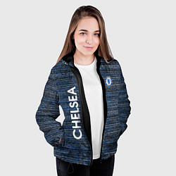 Куртка с капюшоном женская CHELSEA F C ЧЕЛСИ ШУМ ПОЛОС ТЕКСТУРА, цвет: 3D-черный — фото 2