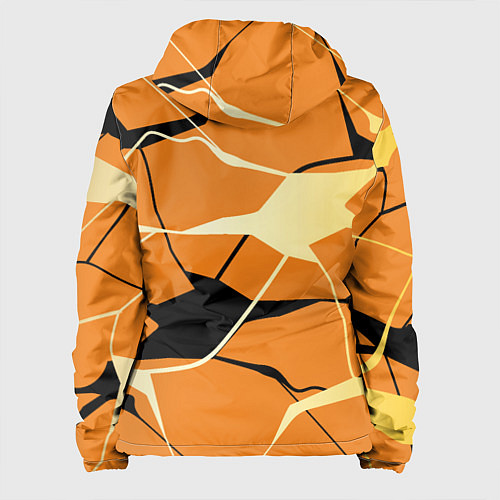 Женская куртка Абстрактные полосы на оранжевом фоне / 3D-Белый – фото 2