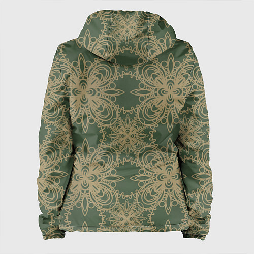 Женская куртка Зелено-золотой фрактальный узор / 3D-Белый – фото 2