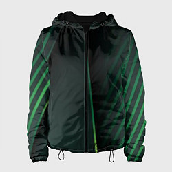 Куртка с капюшоном женская Зеленые 3D полосы со свечением, цвет: 3D-черный
