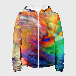Куртка с капюшоном женская MULTICOLORED SWIRLS, цвет: 3D-белый