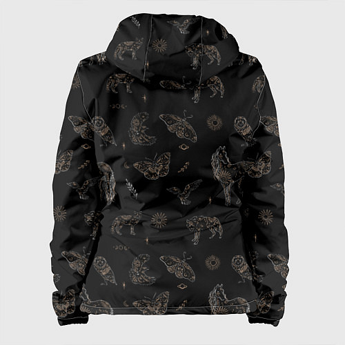 Женская куртка Мистические животные волк птица бабочка лошадь / 3D-Черный – фото 2