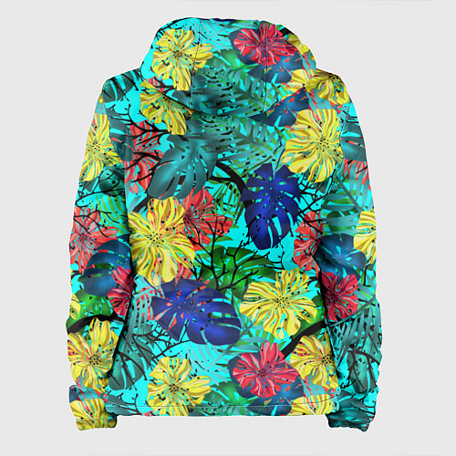 Женская куртка Тропические растения на бирюзовом фоне / 3D-Белый – фото 2