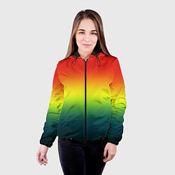 Куртка с капюшоном женская Радужный красно-желто-зеленый градиент, цвет: 3D-черный — фото 2