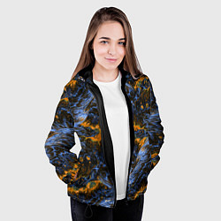 Куртка с капюшоном женская Оранжево-Синяя Вулканическая Лава, цвет: 3D-черный — фото 2