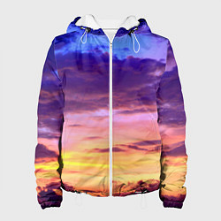 Куртка с капюшоном женская Небо на закате, цвет: 3D-белый
