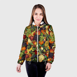 Куртка с капюшоном женская Вкусные Летние Фрукты, цвет: 3D-белый — фото 2