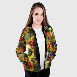 Куртка с капюшоном женская Вкусные Летние Фрукты, цвет: 3D-черный — фото 2