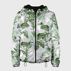 Куртка с капюшоном женская Цветы Белые Хосты, цвет: 3D-черный