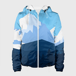 Куртка с капюшоном женская Горы, лес, канатная дорога, цвет: 3D-белый