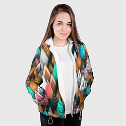 Куртка с капюшоном женская Абстрактный цветной лес, цвет: 3D-белый — фото 2