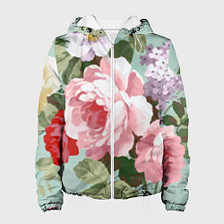 Куртка с капюшоном женская Букет роз Лето, цвет: 3D-белый
