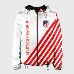 Куртка с капюшоном женская Atletico madrid красные полосы, цвет: 3D-черный