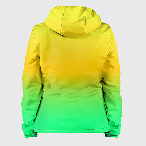 Женская куртка Неоновый градиентный желто-зеленый фон / 3D-Белый – фото 2