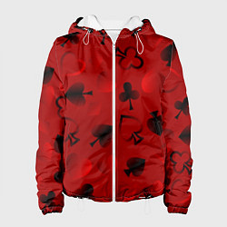 Женская куртка Карты карточные масти на красном фоне