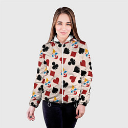 Куртка с капюшоном женская Джокер карты масть cards joker clown, цвет: 3D-белый — фото 2