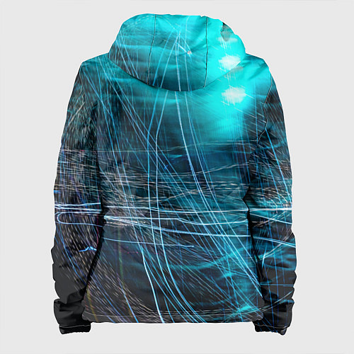 Женская куртка Неоновые волны и линии - Голубой / 3D-Белый – фото 2