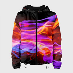 Куртка с капюшоном женская Abstract colorful waves, цвет: 3D-черный