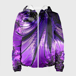 Женская куртка Неоновый фрактал черный с фиолетовым Абстракция