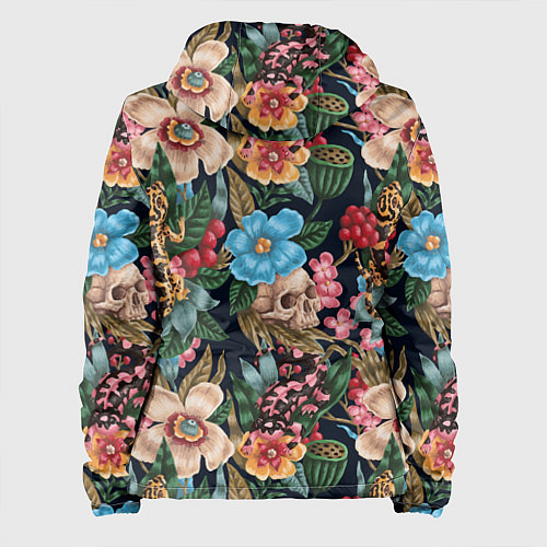 Женская куртка Паттерн из цветов, черепов и саламандр / 3D-Черный – фото 2
