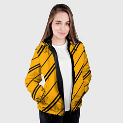 Куртка с капюшоном женская Полосы желтые черные, цвет: 3D-черный — фото 2