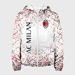 Куртка с капюшоном женская Ac milan logo, цвет: 3D-белый