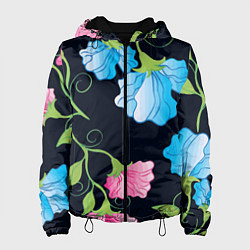 Женская куртка Яркие удивительные цветы в летней ночи