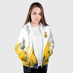 Куртка с капюшоном женская Real madrid краска, цвет: 3D-белый — фото 2