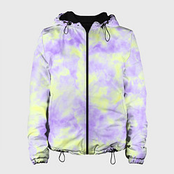 Куртка с капюшоном женская Нежный желто-фиолетовый тай дай, цвет: 3D-черный