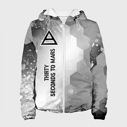 Куртка с капюшоном женская Thirty Seconds to Mars Glitch на светлом фоне, цвет: 3D-белый
