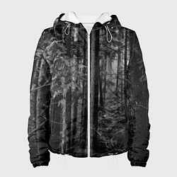 Куртка с капюшоном женская Темный жуткий лес, цвет: 3D-белый