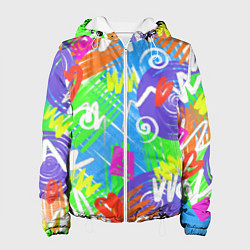 Женская куртка Яркий геометрический принт на белом фоне